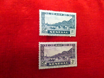 2-Senegal 1935 Mint Hinged OG Faidherbe bridge Stamps.