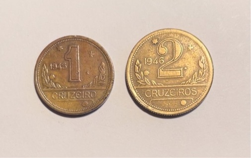 Pair of Vintage Brazilian Cruzeiros Coins