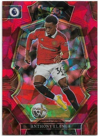 2022-23 SELECT PREMIER LEAGUE SOCCOR ANTHONY ELANGA RED CRACKED ICE PRIZM REFRACTOR CARD