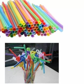 ❤ 100 Extra Long Disposable Colorful Bendable Straws ✝️