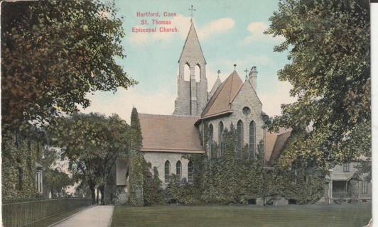 Vintage Used Postcard: (a): 1911 St Thomas Episcopal Church, Hartford, CT