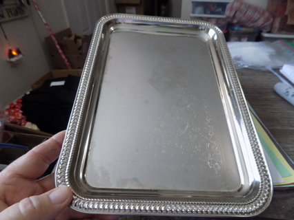 Silvertone metal serving tray 11 x 7 x 1