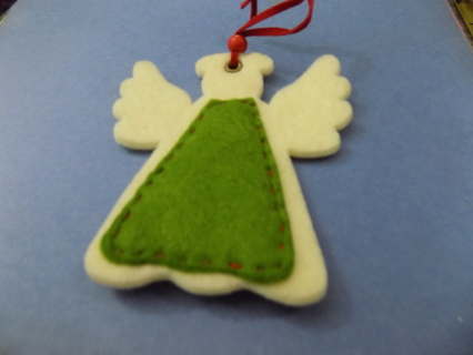 hand made 4 inch felt angel ornament hand stitched green gown