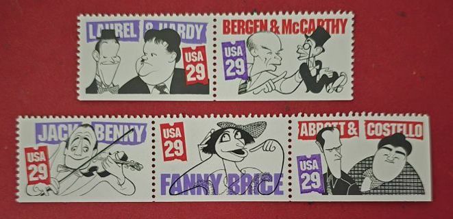 Five Mint .29 Comedians US Postage Stamps