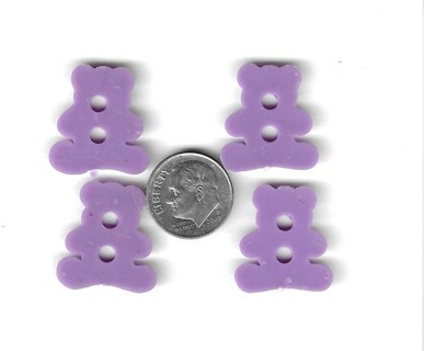 Purple Teddy Bear Buttons - 4