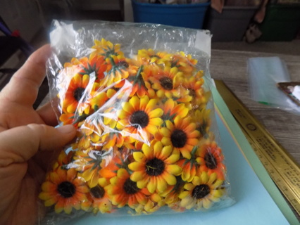 Bag of silk sunflowers 1 1/2 inch wide for crafts