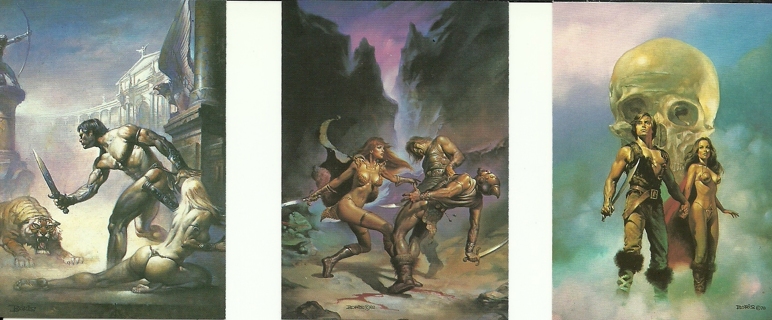 3 Pack Thursday Cards:  3 Vintage Boris Vallejo Cards: White Magic, Red Amazon ++