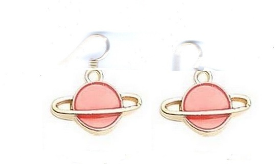 GP ENAMEL PINK SATURN EARRINGS #5 (PLEASE READ DESCRIPTION)