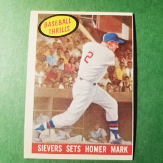 1959 - TOPPS NRMT+ BASEBALL CARD NO. 465 - SIEVERS SETS HOMER MARK - SENATORS