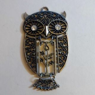 Vintage Owl Rhinestone Pendant
