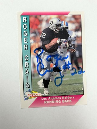 Autographed ROGER CRAIG Autographed Signed 1991 PACIFIC card #601 RAIDERS