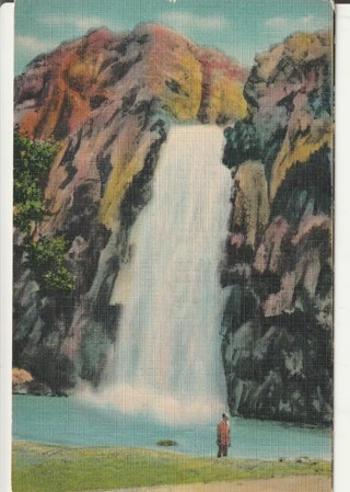 Vintage Unused Postcard: Linen: d: Bridal Veil Falls, Grand Canyon