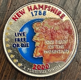 2000 D New Hampshire State Colorized Washington Quarter Dollar BU