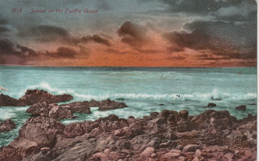 Vintage Used Postcard: u: Sunset on the Pacific Ocean