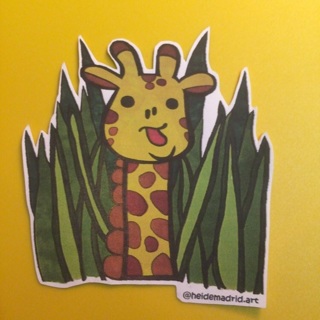 Kawaii Giraffe Paper Sticker | Size: 2 3/4" x 3 1/4" | SEE DESCRIPTION 