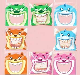 ➡️NEW⭕(4) COLORFUL MONSTER FACE CELLO BAGS!!
