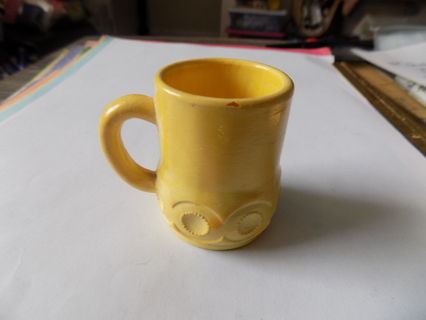 Vintage yellow ceramic shot glass mug