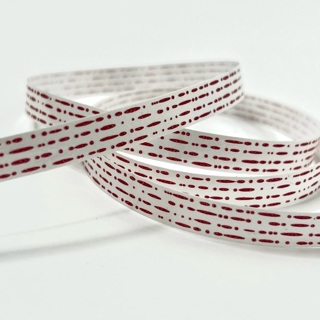 White Red Dashes 3/8” Shiny Gift Wrap Ribbon 