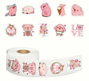 ➡️⭕(10) 1" CUTE PIG STICKERS!! (SET 2 of 5)⭕
