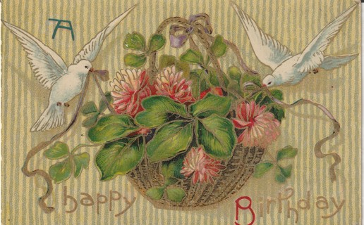 Vintage Used Postcard: b: Pre Linen: Happy Birthday