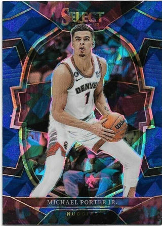 2022-23 SELECT MICHAEL PORTER JR. BLUE CRACKED ICE PRIZM REFRACTOR CARD