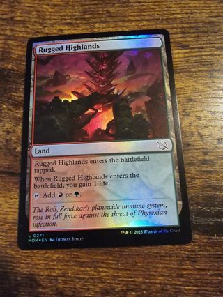 Magic the gathering mtg Rugged Highlands March of the machine foil card