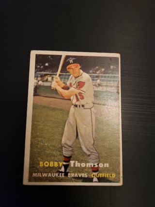 1957 Topps Baseball Bobby Thomson #262 Milwaukee Braves,Good condition, Free Shipping!