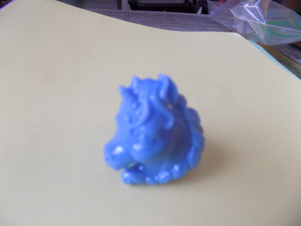 Hard plastic blue unicorn head ring childs ring