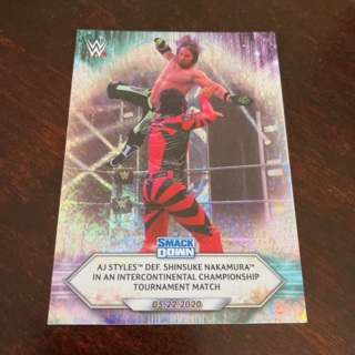 2021 Topps WWE - [Base] - Silver Foilboard #76 SmackDown - AJ Styles def. Shinsuke Nakamura ...