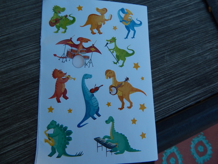 Sheet of  Colorful  DINOSAURS in a BAND stickers