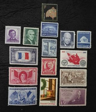 One Lot of 15 Mint Verious Domination US Postage Stamps