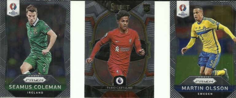 Three Pack Thursday Cards: Three Panini Prizm / Panini Select 2016-2023Football Cards Fabio Carvalho