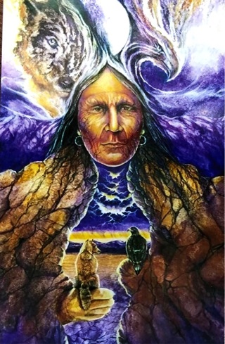 Wolf Shaman NATIVE AMERICAN - 3 x 5” MAGNET - GIN ONLY
