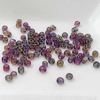 Rainbow Transparent Iridescent 2mm Glass Seed Beads 