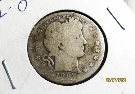 ★★ 1892-O BARBER QUARTER ★★ **90% SILVER** "FIRST YEAR OF TYPE"