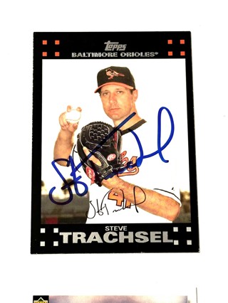 Autographed 2007 Topps Baltimore Orioles Baseball Card #558 Steve Trachsel