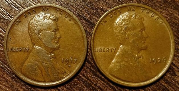 1917-D & 1926 USA Lincoln Wheat Cents Full bold dates!