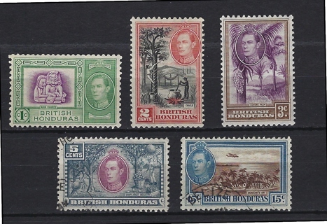 1938 British Honduras stamps (5), MH/U, VF