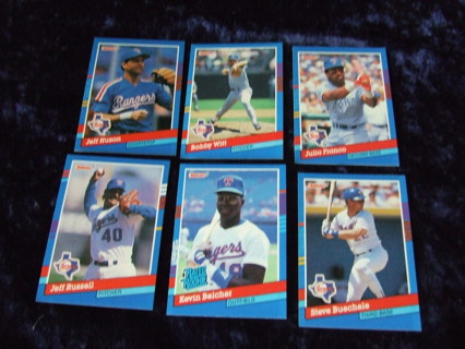 1991 Texas Rangers Donruss Card Lot of 6