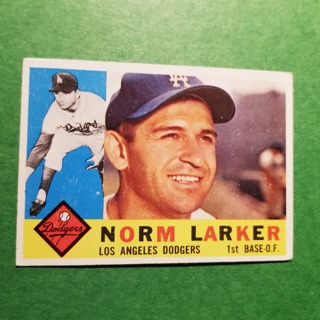 1960 - TOPPS EXNT - NRMT BASEBALL - CARD NO - 394 - NORM LARKER - DODGERS