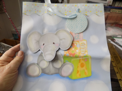 3D elephant gift bag and tag 11 1/2 x 9 1/2