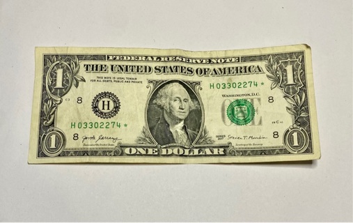 One Dollar Bill * Star Note "Error"