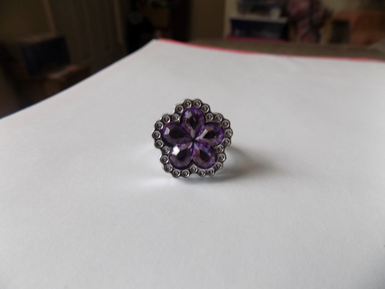 Childs ring lilac 5 petal flower jewel