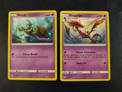 Pokemon Cosmic Eclipse Skrelp and Dragalage (black star rare)