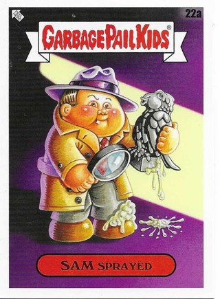 Brand New 2022 Topps Garbage Pail Kids Sam Sprayed Sticker From the Book Worms Set