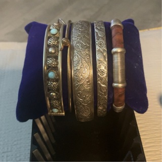 Sterling Silver Bracelets (5) Antique Turquoise and Vintage Designer