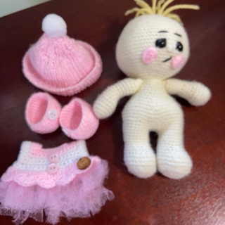 BN Hand Crochet Baby Doll - Removable clothing .