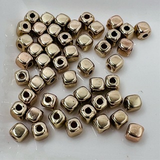 Gold 6.5mm Square Beads