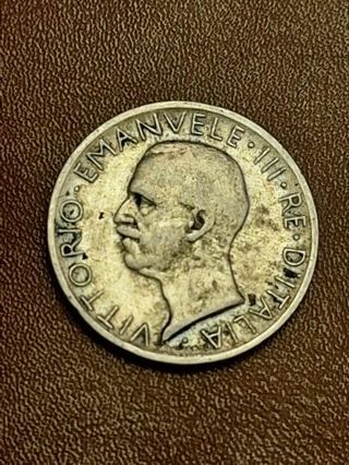 1927 Italy Silver 5 Lire World Coin VG 83% Silver