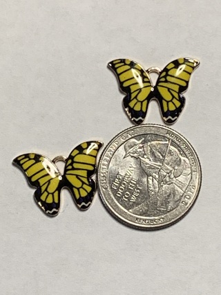 ♥♥BUTTERFLY CHARMS~#23~FRONT VIEW~SET OF 2~FREE SHIPPING♥♥